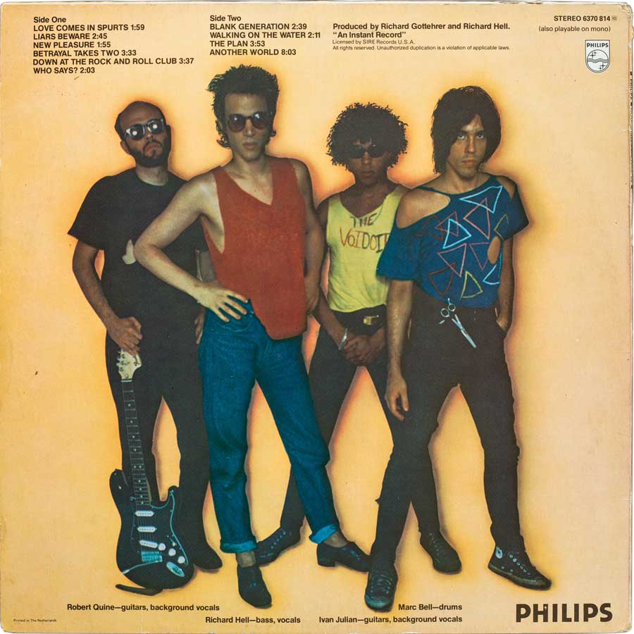 Richard Hell & The Voidoids Blank Generation Backcover