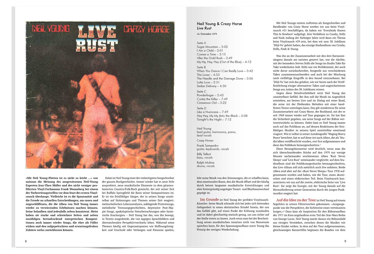Vinylrausch Artikel 'Live Rust' – Zwei Beispielseiten