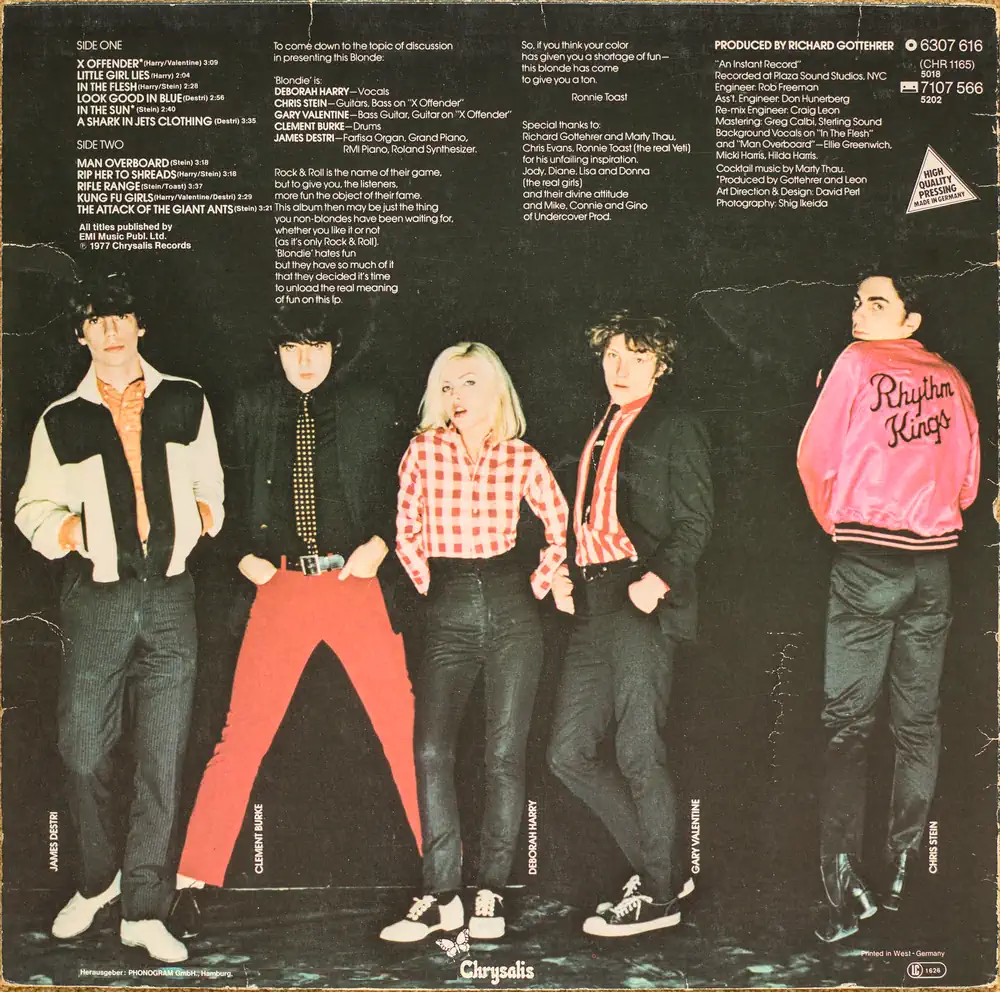 Blondie 1977 Cover Backside